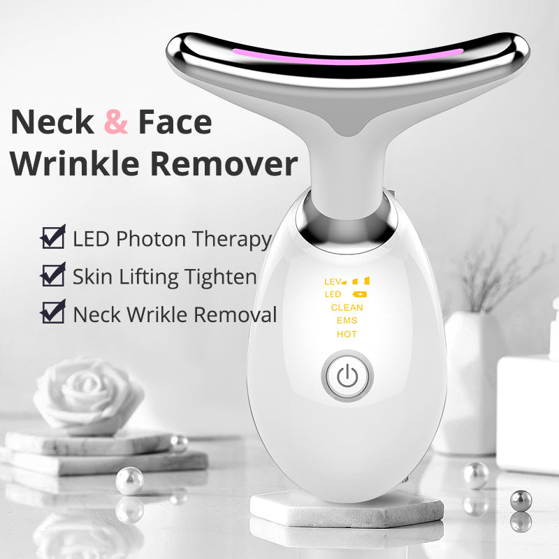 EMS Thermal Neck Lifting And Tighten Massager Electric Microcurrent Wrinkle Remover LED Photon Face Beauty Device For Woman - Sea Of Finds